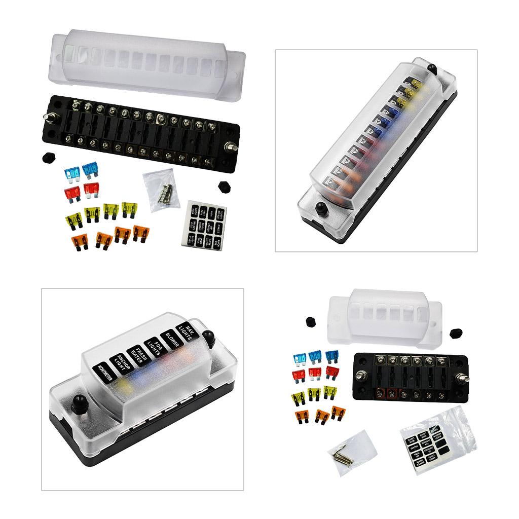 Waterproof Fuse Block 12-Way 6-Way Waterproof Protection Atc/Ato Fuse Box Dust Cover Fuse Block 12V Boat Car Boat Camper
