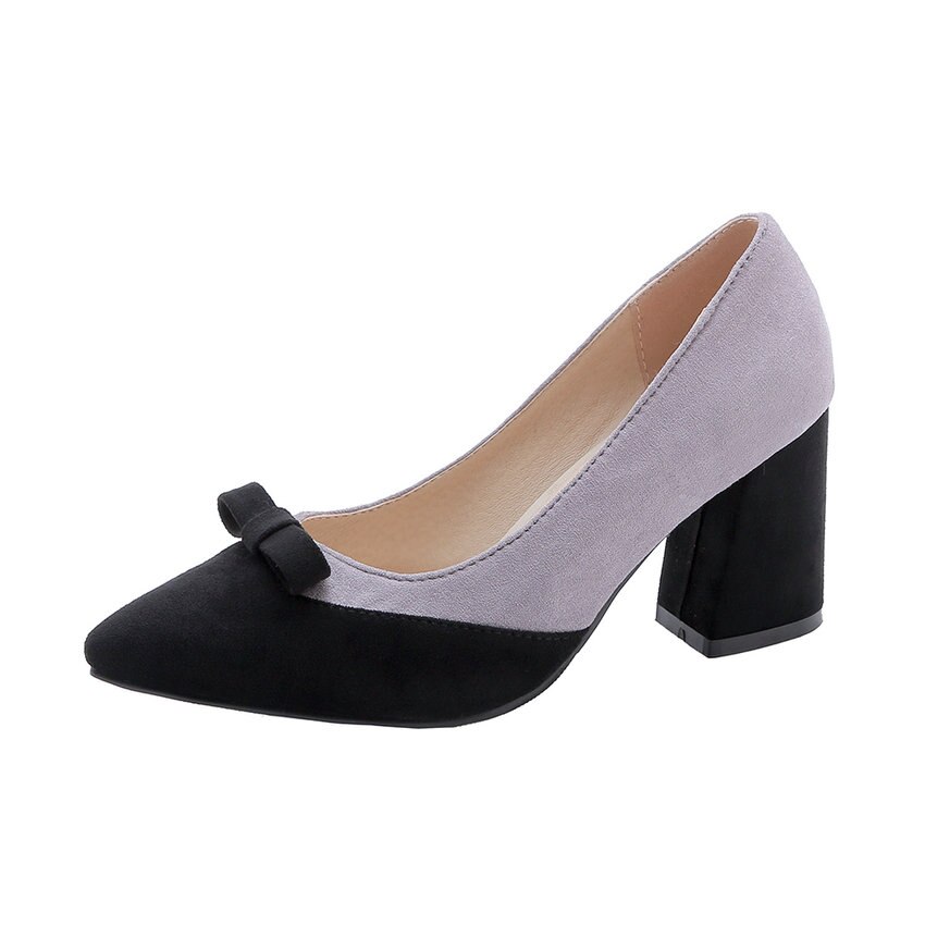 Qutaa kvinder pumps all match spidstå kvinder sko platform spids tå casual firkantet højhælet dame pumps str. 34-43: Lilla / 7