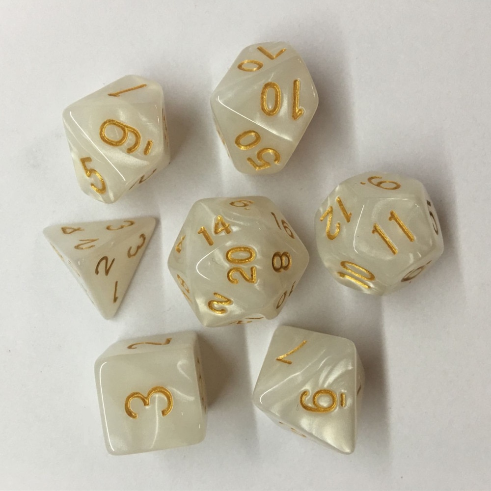 7 pièces/ensemble polyèdre D & D dés avec effet marbré D4 D6 D8 D10 D10 % D12 D20 clair jeu de dés pour jeu de société