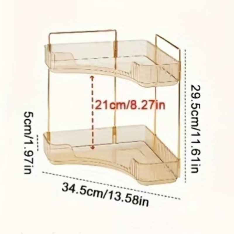 Triangular storage box rack, light luxury corner cosmetics rack, transparent bathroom jewelry rack.: Dark Khaki