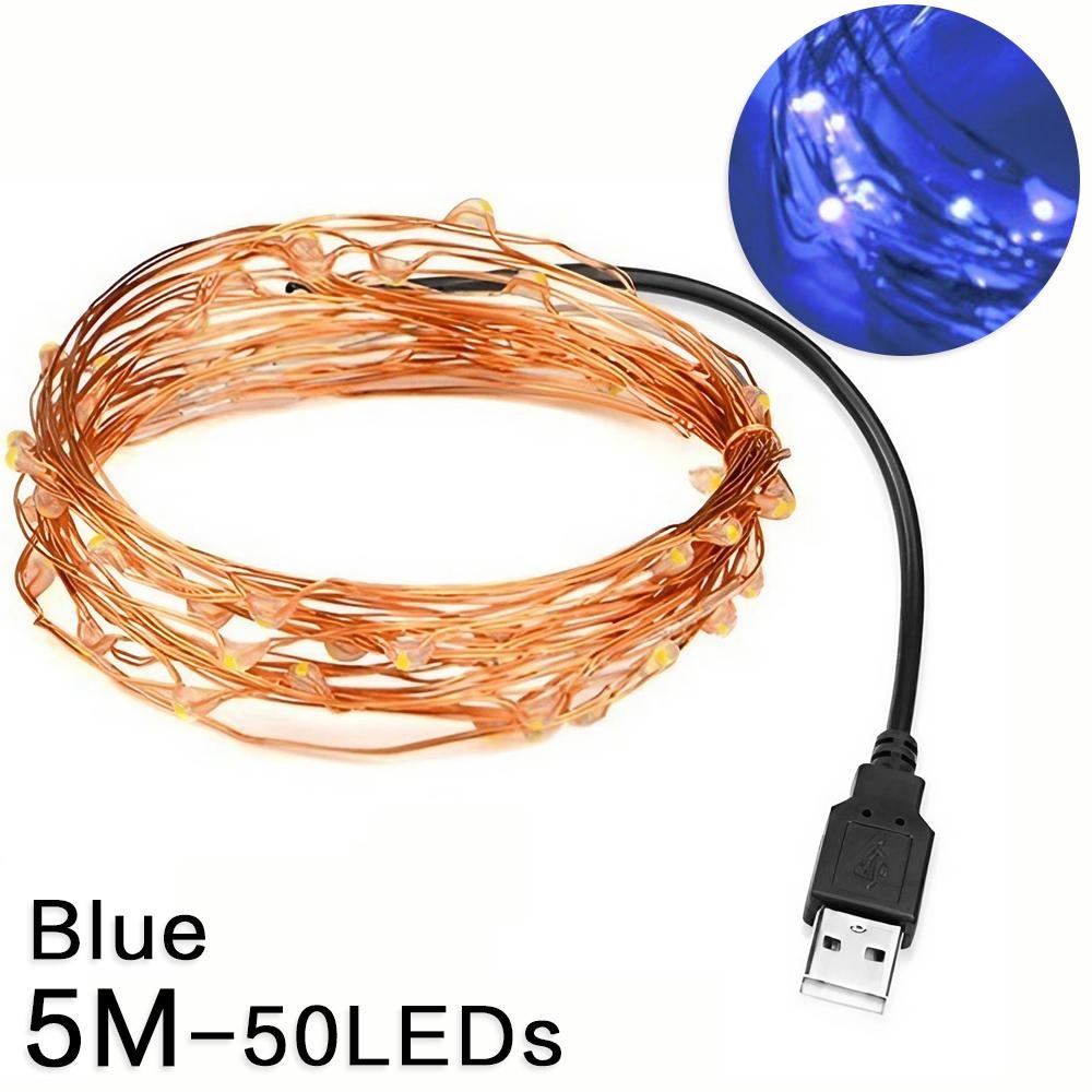 Guirnalda de luces LED USB de 2/5/10/20M para Navidad, , boda, decoración del hogar, árbol de Navidad, luces de hadas intermitentes: Verde