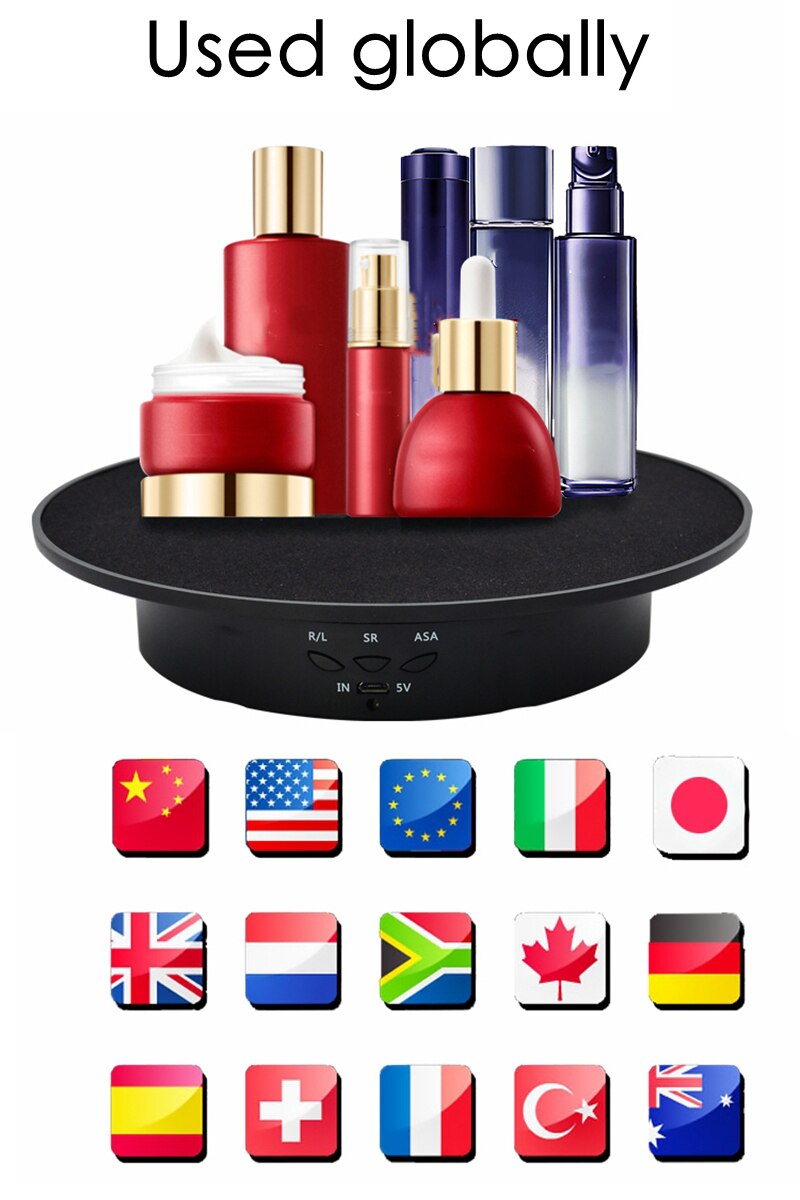 Rotating Display Stand - 20x20x4cm - Electric Turntable for Product Photography, Jewelry, Video Shooting