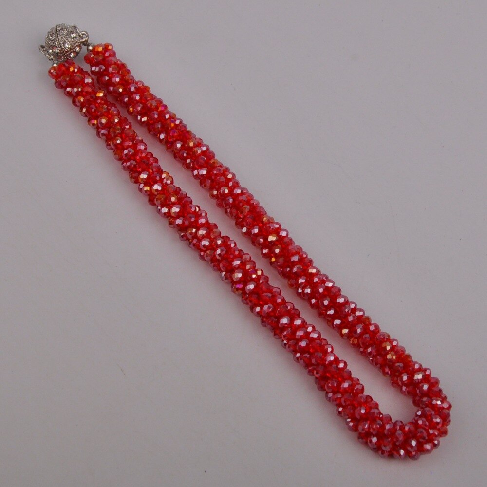 Colorful Crystal Beaded African Necklace European and American Necklace Costume Necklace Set: Red AB