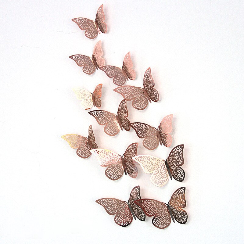 3d metalen stickers voor kamerdecoratie, 3d vlinders voor thuis, kinderkamer muurstickers, festival, feestindeling