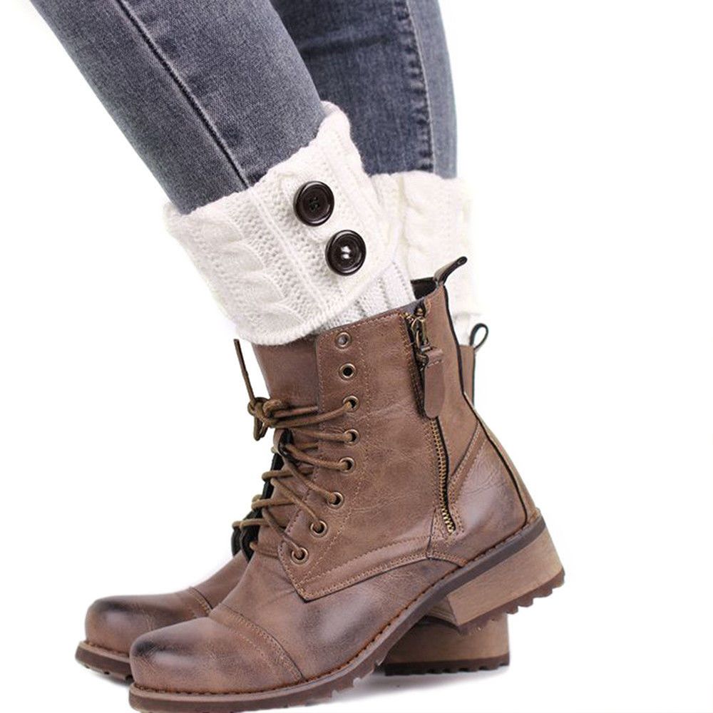 5 kleuren dames gebreide beenwarmers korte laars manchetten knopen gehaakte laars sokken gebreide beenwarmers beenwarmers voor herfst/winter