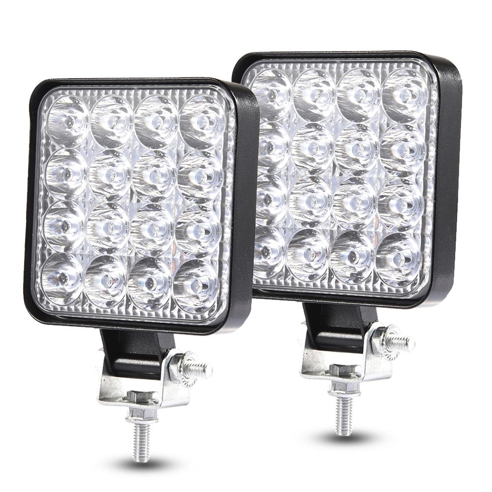 LED Light Bar 48W LED Work Light 4x4 Flood Light Square Spotlight Fog Lighting Exterior For Ffroad SUV ATV Tractor: 2 pcs