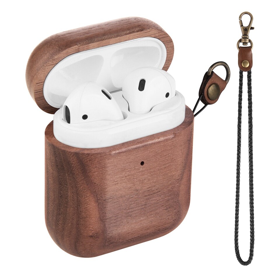 AirPods Case - Natural Wood & Leather - For AirPods 1 & 2 - Handcrafted Protective Cover: Default Title