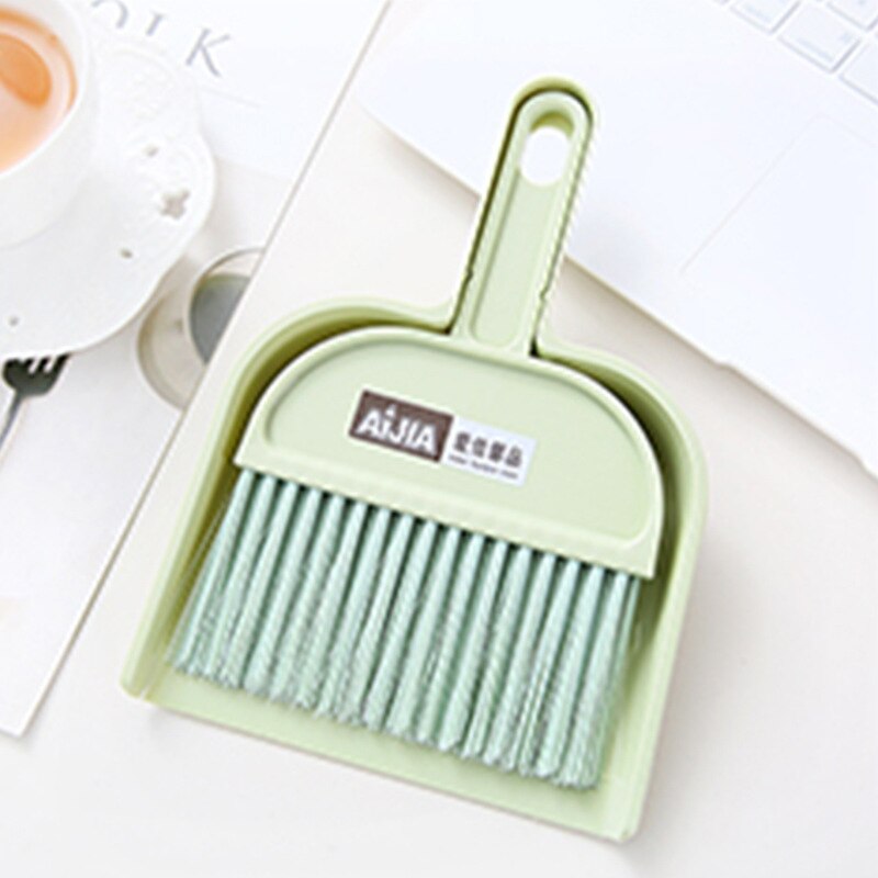 Mini escova de limpeza pequena vassoura dustpans conjunto desktop vassoura pá limpeza de lixo mesa ferramentas limpeza do agregado familiar: green