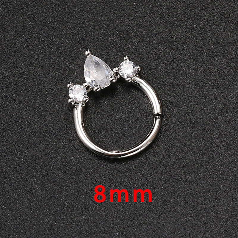Daith-pendientes de aro para Piercing en la oreja para mujer, aretes minimalistas con hélice perforada de circonita, Color dorado, cartílago, anillo Simple para la nariz, joyería para el cuerpo: PLATEADO
