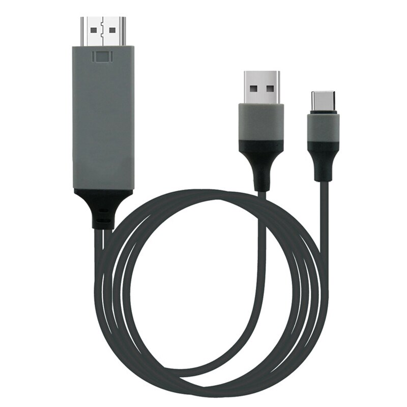 Câble de 2M de Type C, adaptateur de téléphone pour Android et TV, USB C, lien vidéo HDTV, pour Dell, ASUS, Samsung S21, S20, S9, S10 Plus, Note 20, pour Huawei: USB Grey Black