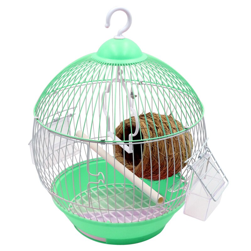Round Bird Cage With Feeder Full Set Plastic Bird House Cage Bird Carrier For Small Birds All-Round Ventilation Can Be Detached