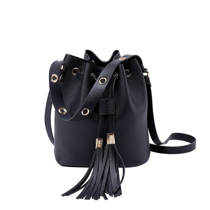 Kleine pu leren bucket bags voor vrouwen, stevige crossbody tassen met kwastjes, reistassen en handtassen voor dames, schoudertassen voor dames