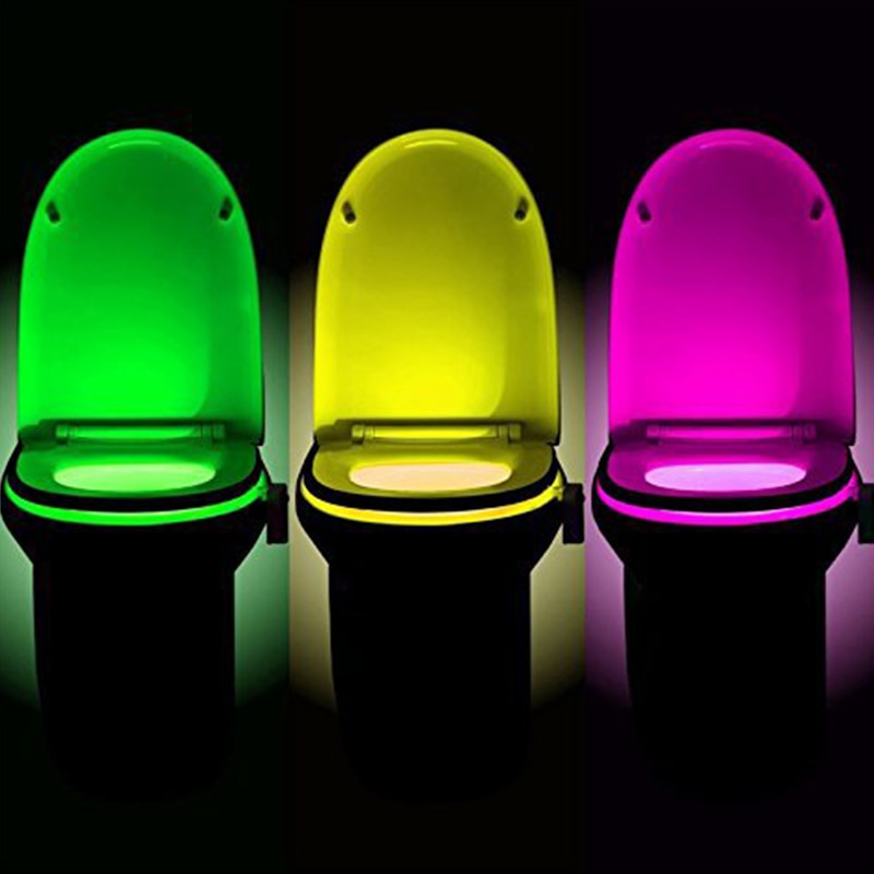 Led toiletsæde natlys bevægelsessensor wc lys 8 farver udskiftelig lampe aaa batteridrevet baggrundslys til toiletskål