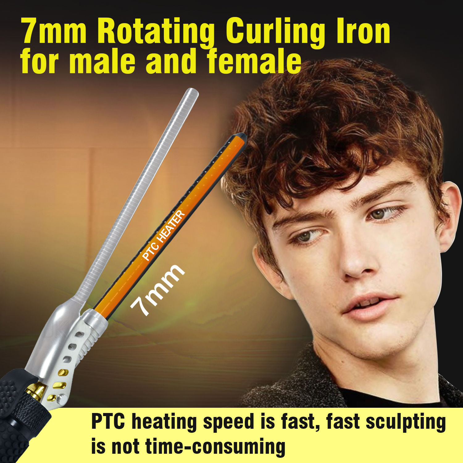 7mm Curling Iron Rotating Hair Curler Men's Small Curl Ceramic Pear Flower Cone Hair Curler Roller Waver Wand Salon Hair Styler