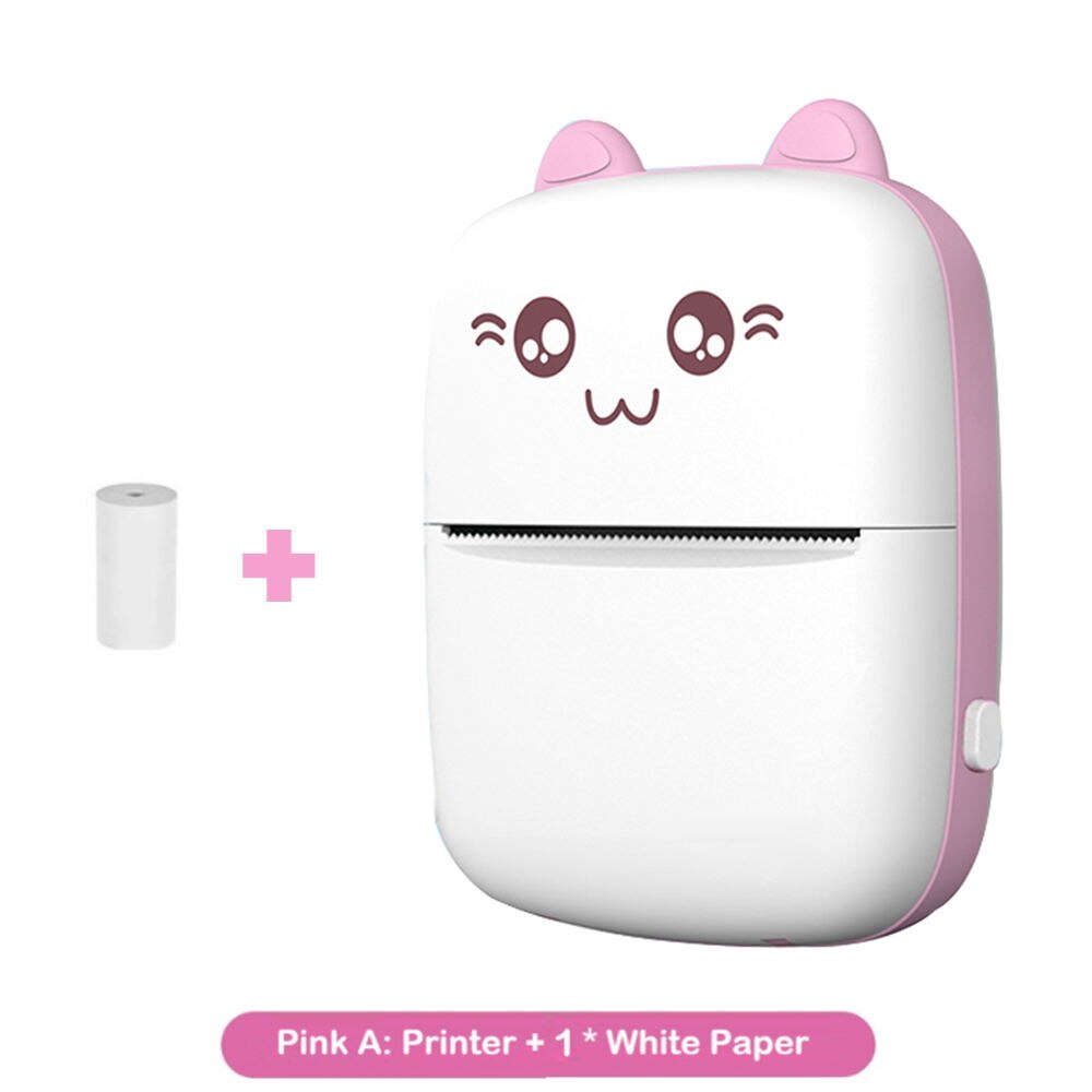 Mini impression thermique Bluetooth Portable, impression thermique pour iPhone et Android: Pink--1 White paper