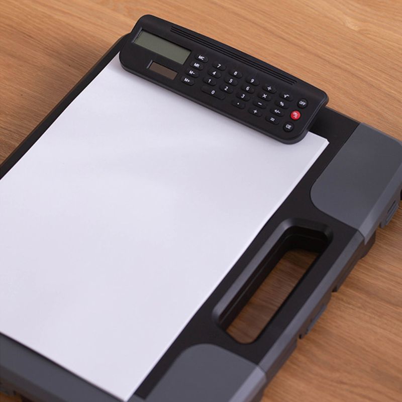 Portable A4 Files Document Clipboard Storage Case Organizer with Calculator Home