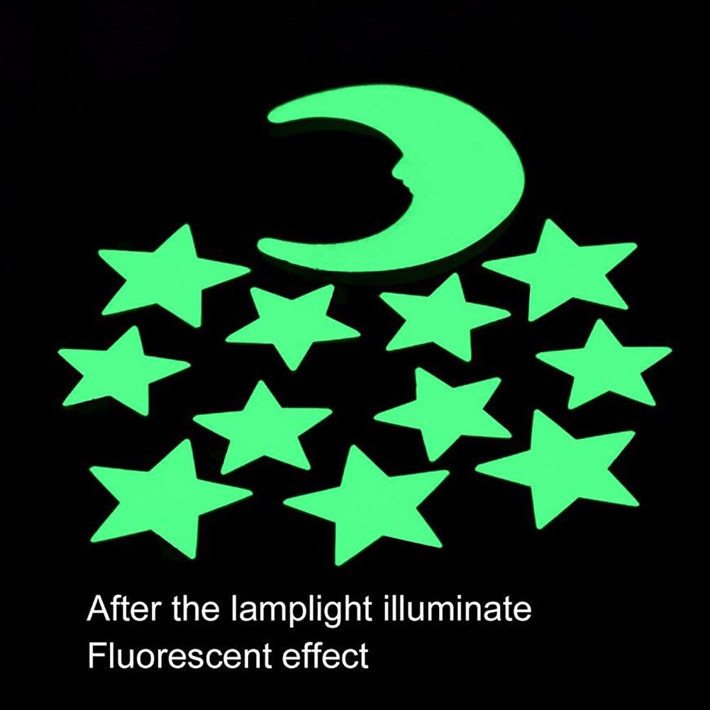 12 kpl tähdet kuu hohtavat tummassa fluoresoiva tarra seinätarrat lastenhuoneisiin valoisia tarroja sisustus kodin sisustus käytännöllinen