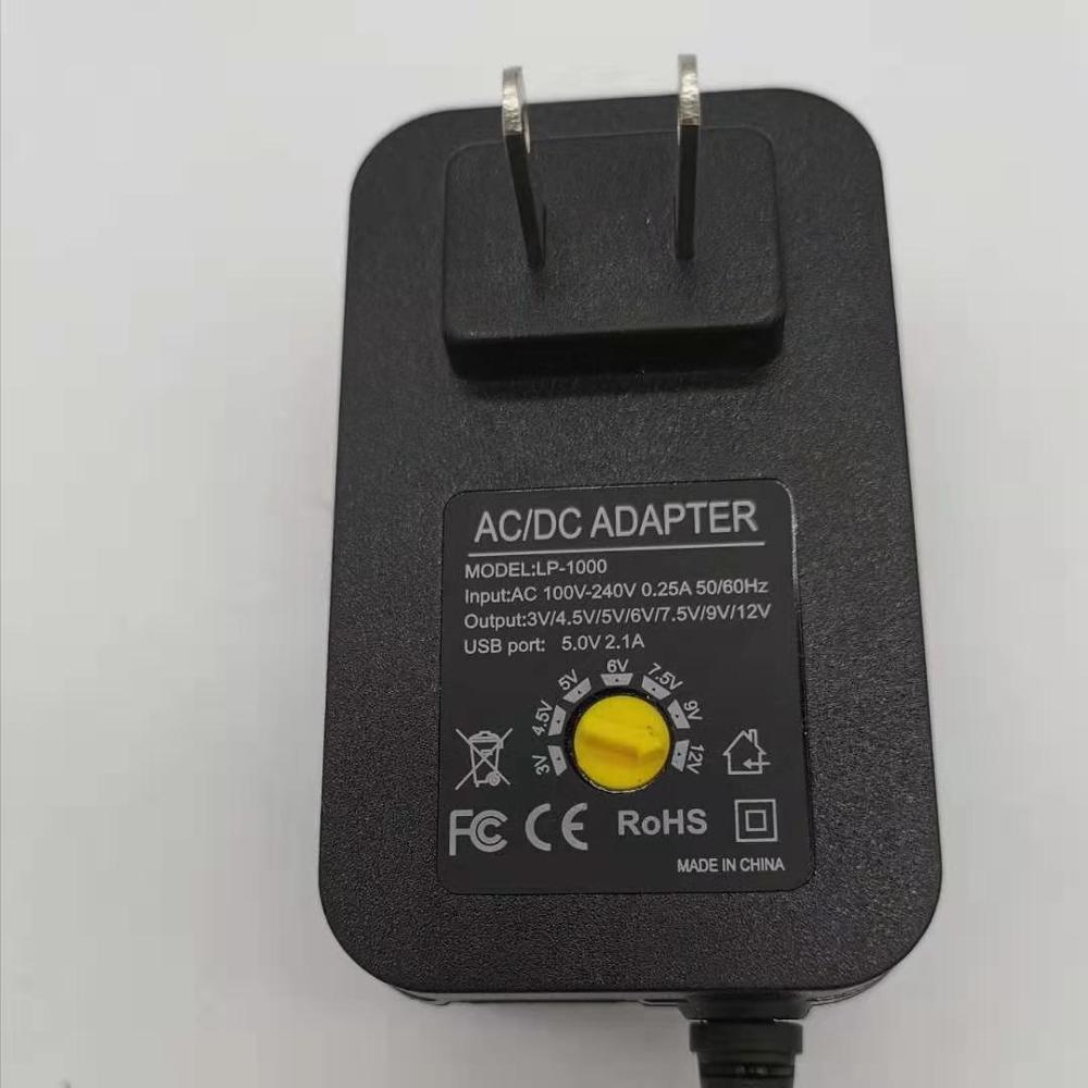 100-240V TO 3V,4.5V,5V,6V,7.5V,9V,12V 30W Universal Adjustable AC/DC Charger Adapter Switching Power Supply +5V USB Port