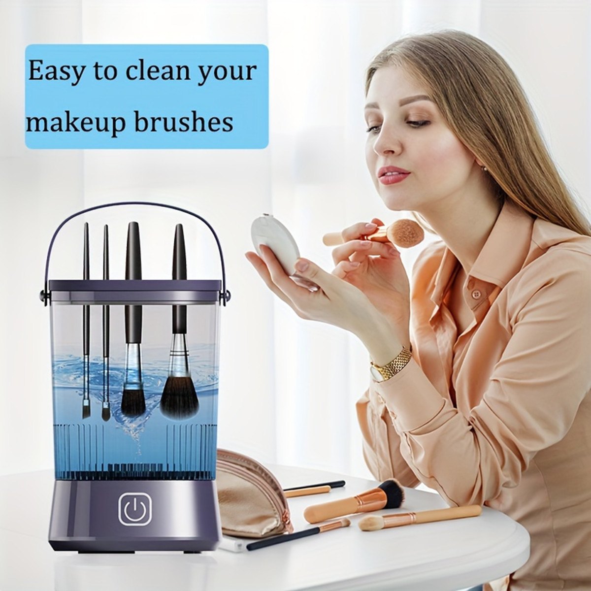 Automatischer elektrischer Make-up-Pinselreiniger, wiederaufladbar, 3-in-1, Typ C-Aufladung, Kosmetikpinsel, Waschen, Trocknen, Waschwerkzeuge, Maschine