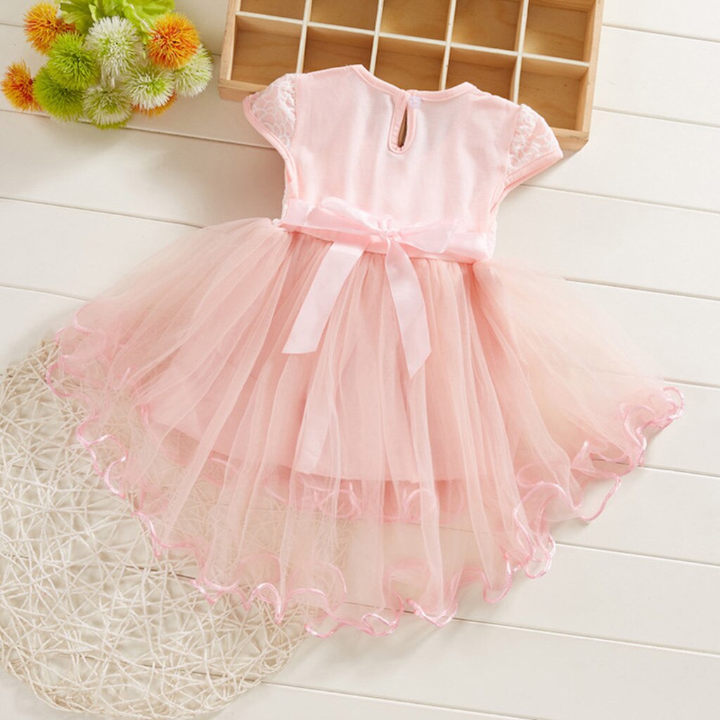 Toddler Girl Flowers Floral Dress Newborn Kid Tulle Ruched Princess Party Dresses Baby Infant Short Sleeve Casual Summer Clothes