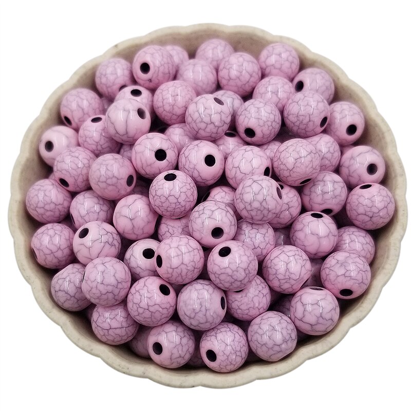 100pcs Finding Beads Handmade Material 8mm DIY Cracks Loose Bead Jewelry Accessories Multicolor: Pink