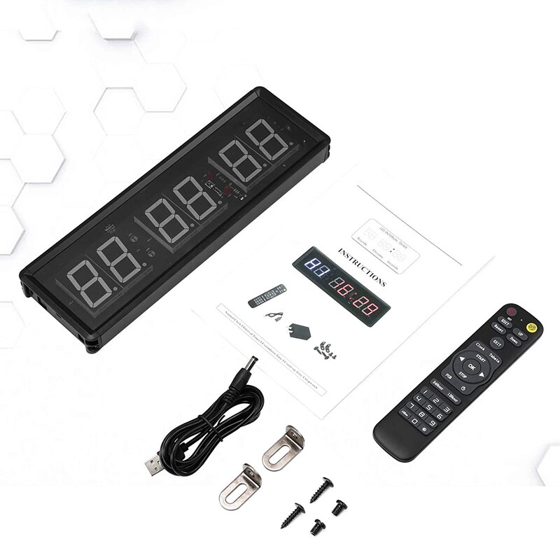 Gym Timer,LED Interval Timer Digital Countdown Wall Clock Fitness Timer,1.5Inch Digits Down/Up Clock Stopwatch for Home