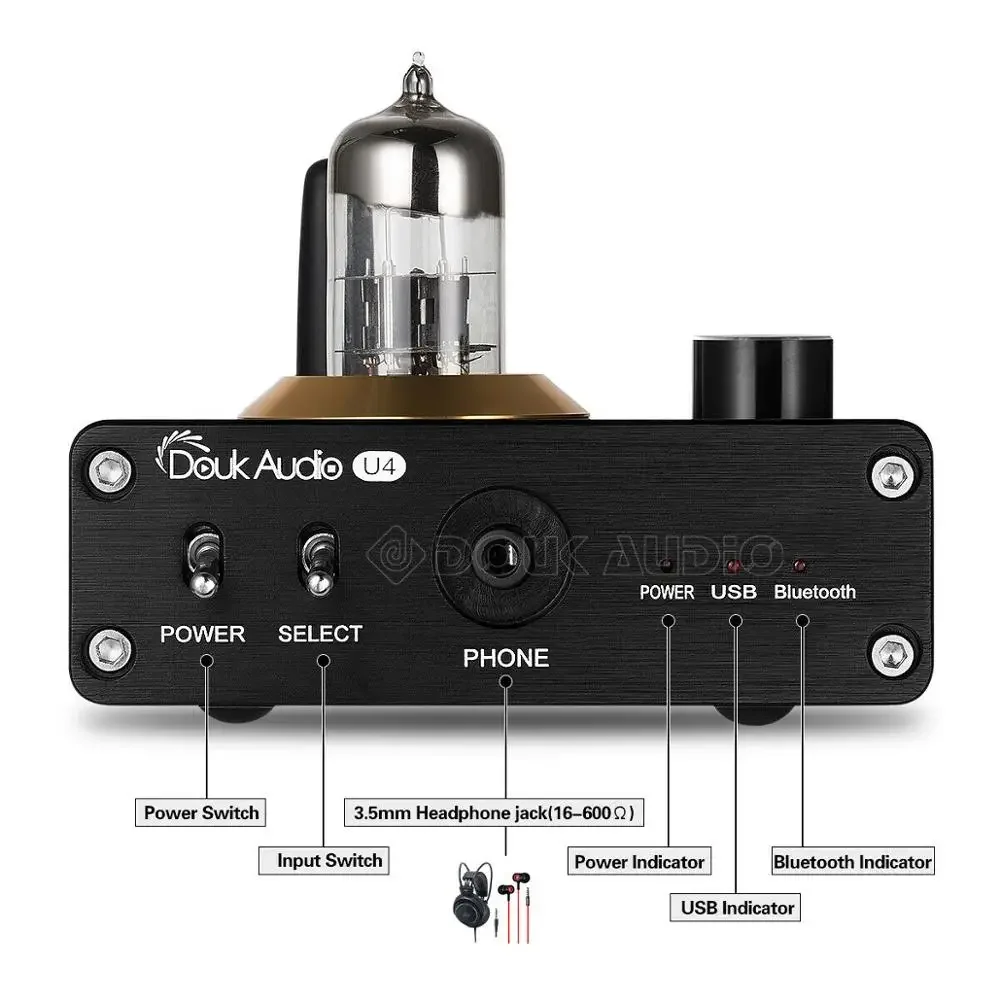 Douk Audio U4 Mini Bluetooth 5.0 Tube amplificatore per cuffie USB DAC Audio Stereo preamplificatore USB scheda Audio APTX-LL