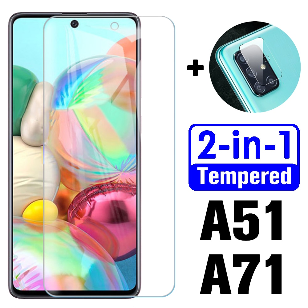 Vetro di protezione per samsung a71 caso armored copertura patrimoniale su per la galassia a51 una 71 51 protezione dello schermo temperato glas 2in1 casi