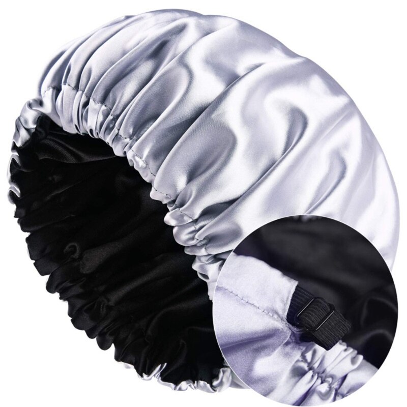 Satin Bonnet Sleep Cap Extra Large Double Layer Reversible Adjustable Night Sleeping Turban Hat Hair Wrap Head Cover: B