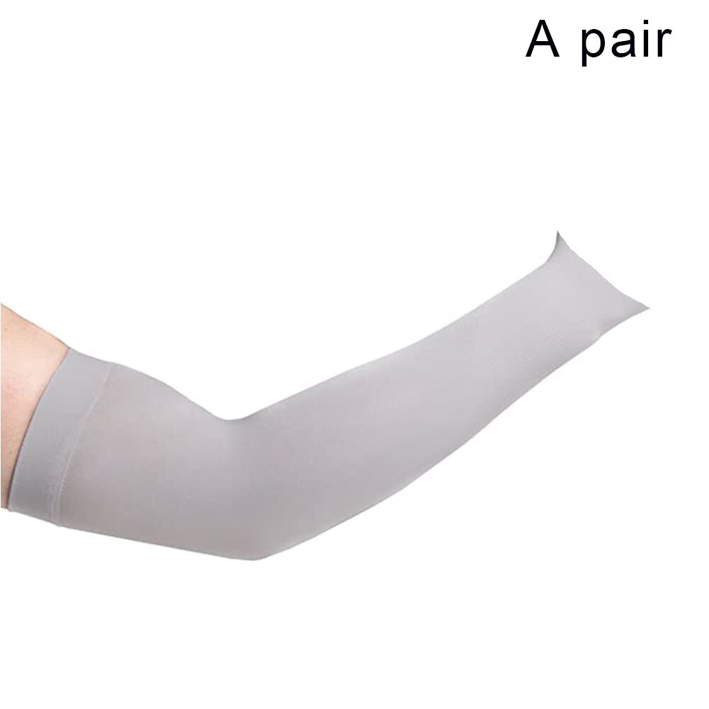2 Stuks Zomer Arm Mouwen Vrouwen Mannen Arm Compressie Mouw Armwarmer Uv Zon Bescherming Katoen Lange Vingerloze Handschoenen Arm Mouwen: Grey2