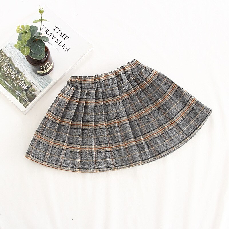 Baby Girl Skirt 2-6 Year Toddler Girl Plaid Skirt Casual Spring Children Clothing Babe Pleated Tutu Skirt: Gray / 5T