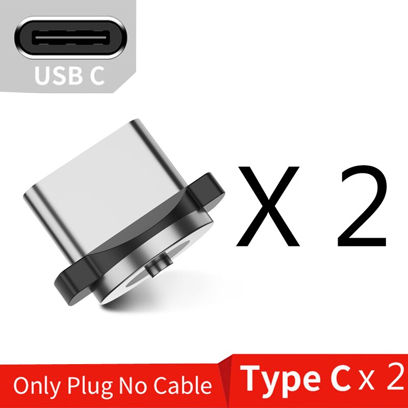 Cabo usb magnético de led uslion para celular, fio para carregador com micro usb tipo c para carregamento rápido para iphone samsung s10: 2pcs Type C Plug