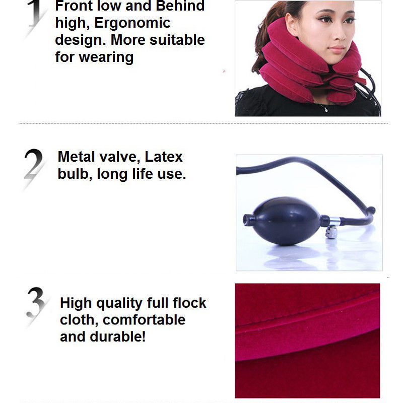 Inflatable Cervical Collar Neck Relief Traction Brace Support Stretcher Device
