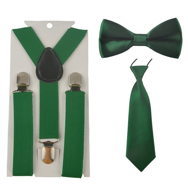 3Stck Schule Jungen mädchen freundlicher freundlicher befestigen elastische Hosenträger für hemd suspensorio Krawatte Bowties schmetterling Krawatte einstellen TR0001: tief Grün