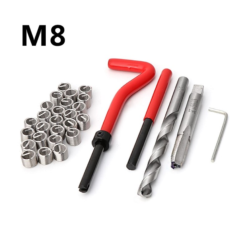30Pcs M8 Thread Repair Insert Kit Auto Repair Hand Tool Set For Car Repairing B95B