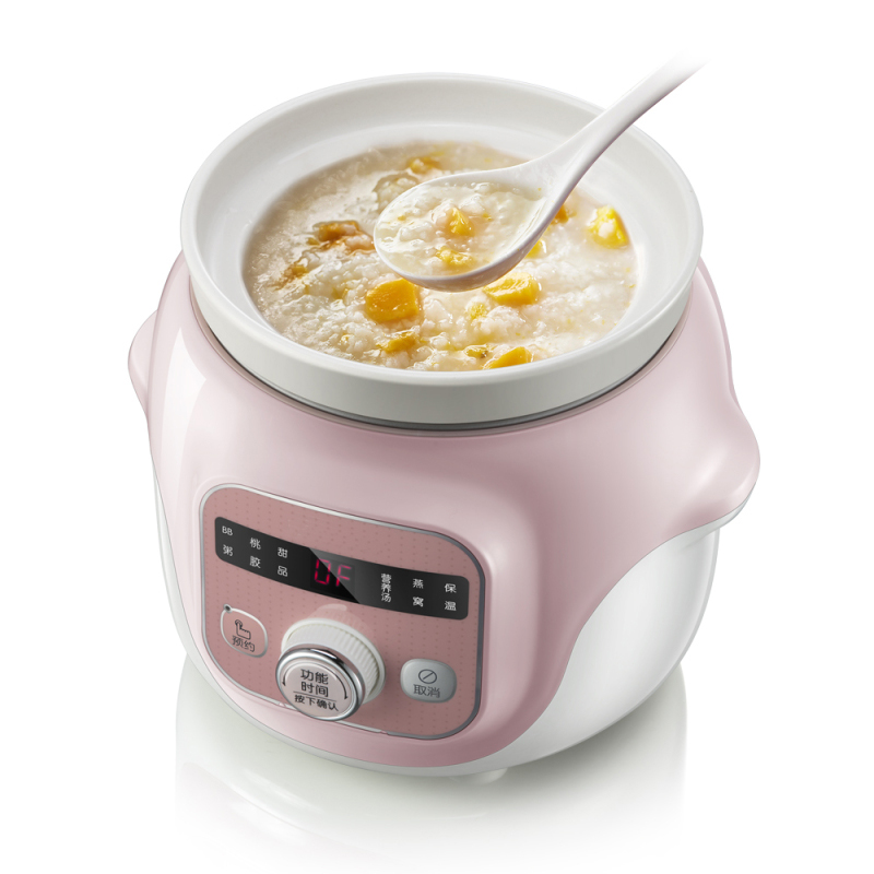 Pink Electric cooker soup stewing porridge Peach gum bird's nest 1L multifunction safe electric slow cooker