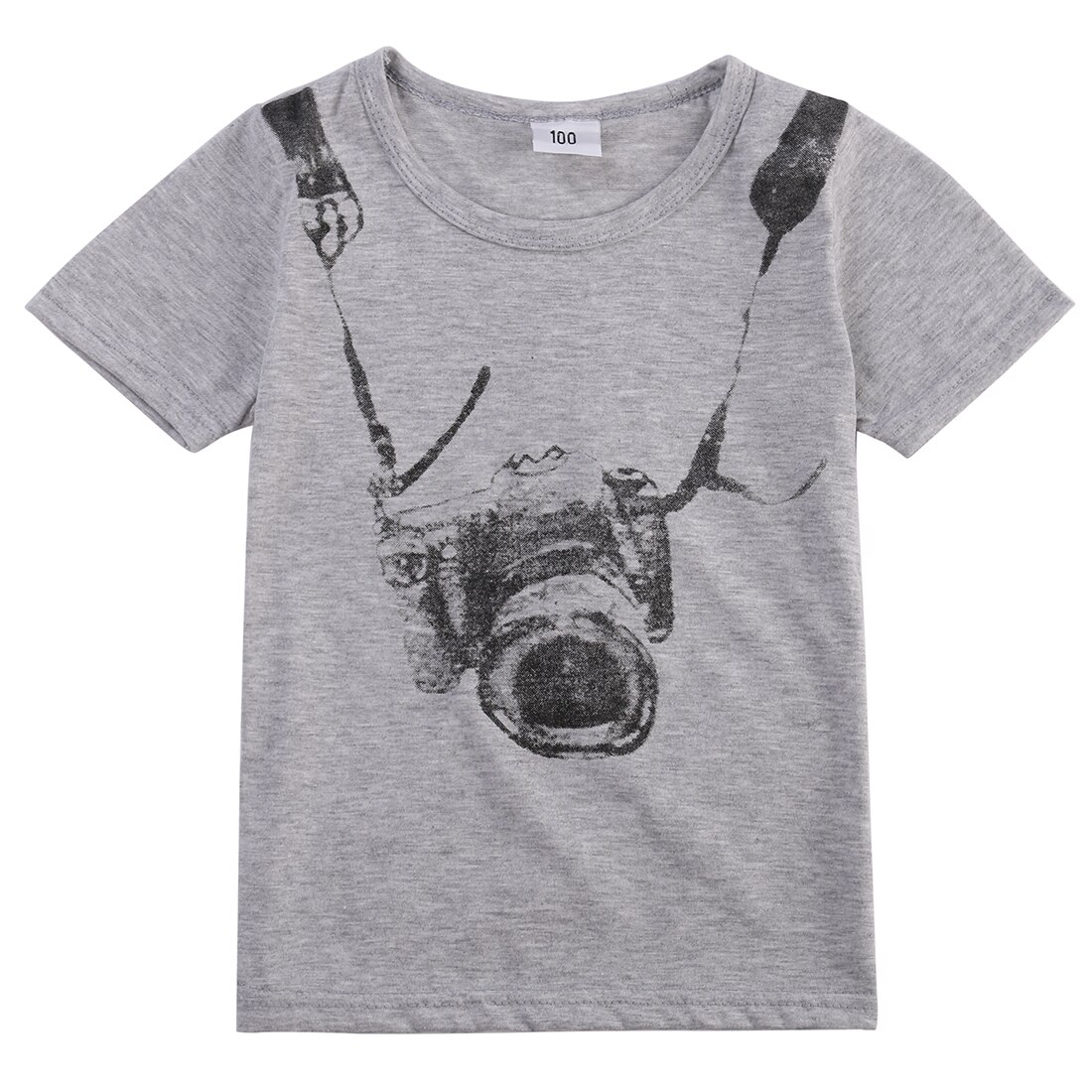 1-8Y Zomer Casual Kinderen Kids Jongen Katoenen T-shirt Gedrukt Camera Korte Mouwen O-hals Tops Tees Jongens Kleding Top