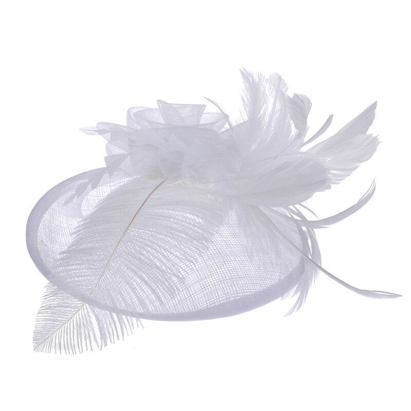 Bridal hat feather headdress linen bridal top hat mesh hat European British headdress bride headdress hair accessory: 02