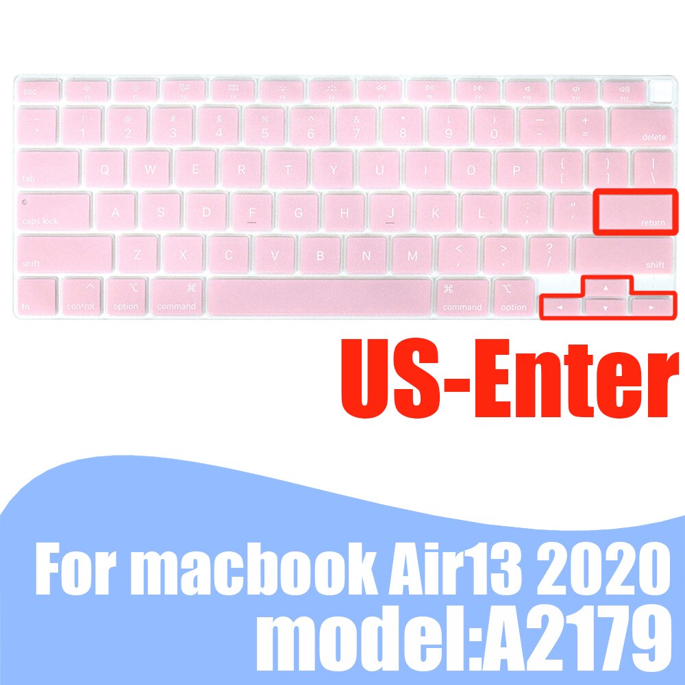 For Macbook Air13 Laptop Keyboard Cover Protective Film Air13.3 A2179 Silicone Keyboard Cover US/EU/JP Color Dust Cases: A2179 US pink