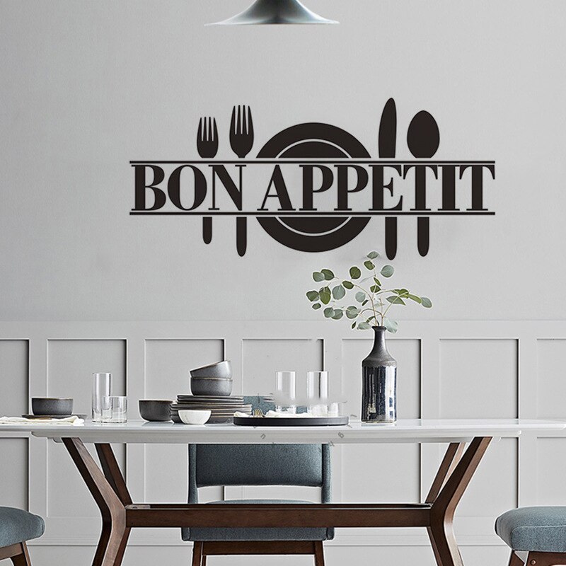Klassisk bon appetit kjøkken veggklistremerke for kjøkken komfyr kjøleskap dekorasjon kunst dekaler flyttbare klistremerker veggmaleri tapet