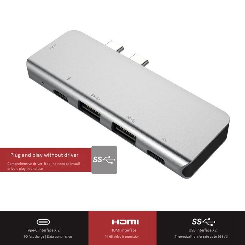 USB-C Hub 4K 60HZ Typ C Hub USB Adapter Unterstützung 87W Ladung für MacBook Profi/TV