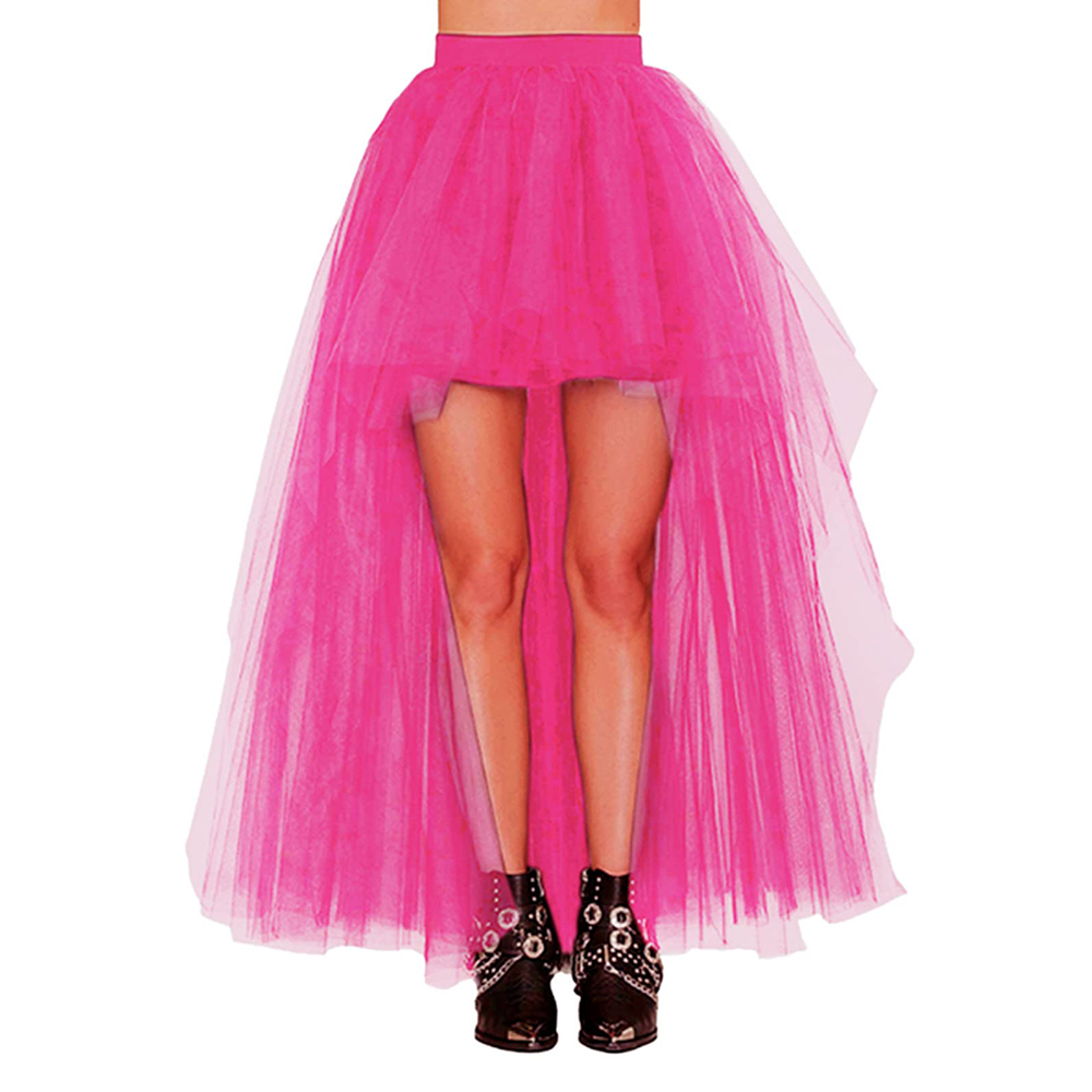 Falda de tul blanca para mujer, enagua tutú Hi-Lo de gasa con cola de golondrina, estilo informal largo, Punk gótico, cintura alta, de Carnaval: Negro