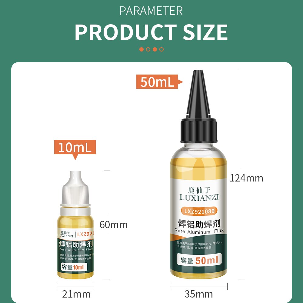 LUXIANZI – Kit de soudure par Flux liquide, pour cuivre, acier inoxydable, fer à souder, Durable, à l&#39;eau, 10ml, 50ml
