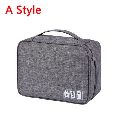 Power Bank Usb Travel Accessoires Digitale Tas Grote Shockproof Gadgets Pouch Elektronische Lader Kabel Oortelefoon Opbergtas: A Style Gray