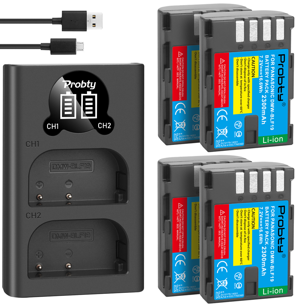 2300 Mah DMW-BLF19 Dmw BLF19 BLF19E DMW-BLF19e DMW-BLF19PP Batterij + Led Dual Usb Charger Voor Panasonic Lumix GH3 GH4 GH5 g9