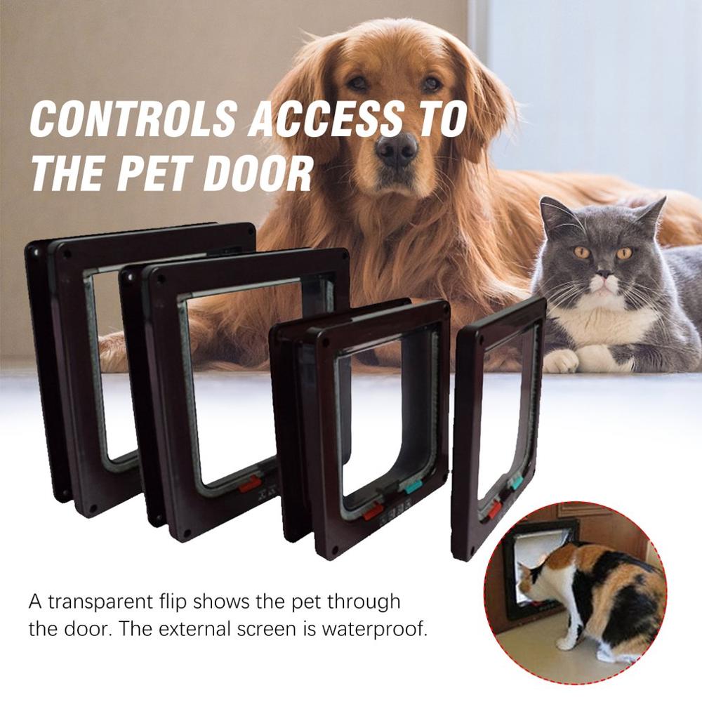 Lockable Pet Door 4 Way Dog Cat Kitten Door Security Flap Gate Pet Supplies Small Animal Size S M L XL Cat Cage Products