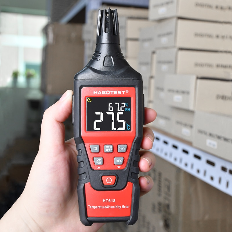 HABOTEST Digital Temperature Humidity Meter Hygrometer Wet Bulb Dew Point Weather Station Thermometer Gauge Pyrometers Tester