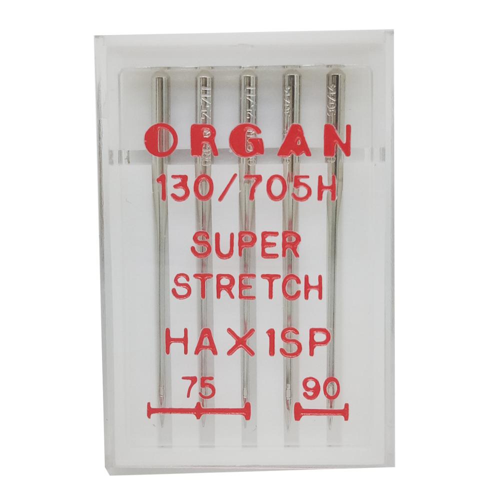 5 teile/paket HAX1SP oben Orgel Nadeln Hause NäHenne Maschine Super strecken Elastische Gestrickte Stoff Nadel Anti-Jumper Nadeln: SuperStretch75-90Kasten