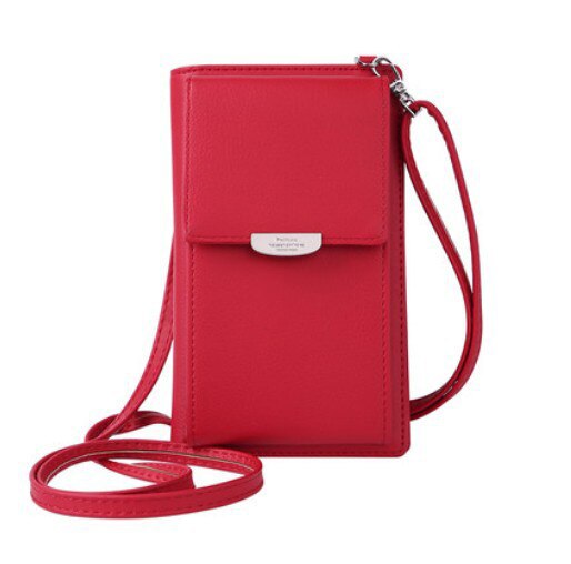 Women Casual Wallet Brand Cell Phone Wallet Big Card Holders Wallet Handbag Purse Clutch Messenger Shoulder Straps Bag: Red