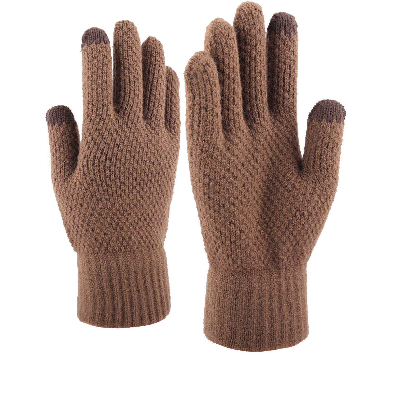 Sagace hiver gants de plein air hommes automne et hiver épaissi tricoté gants de laine doux Mittenп: Café